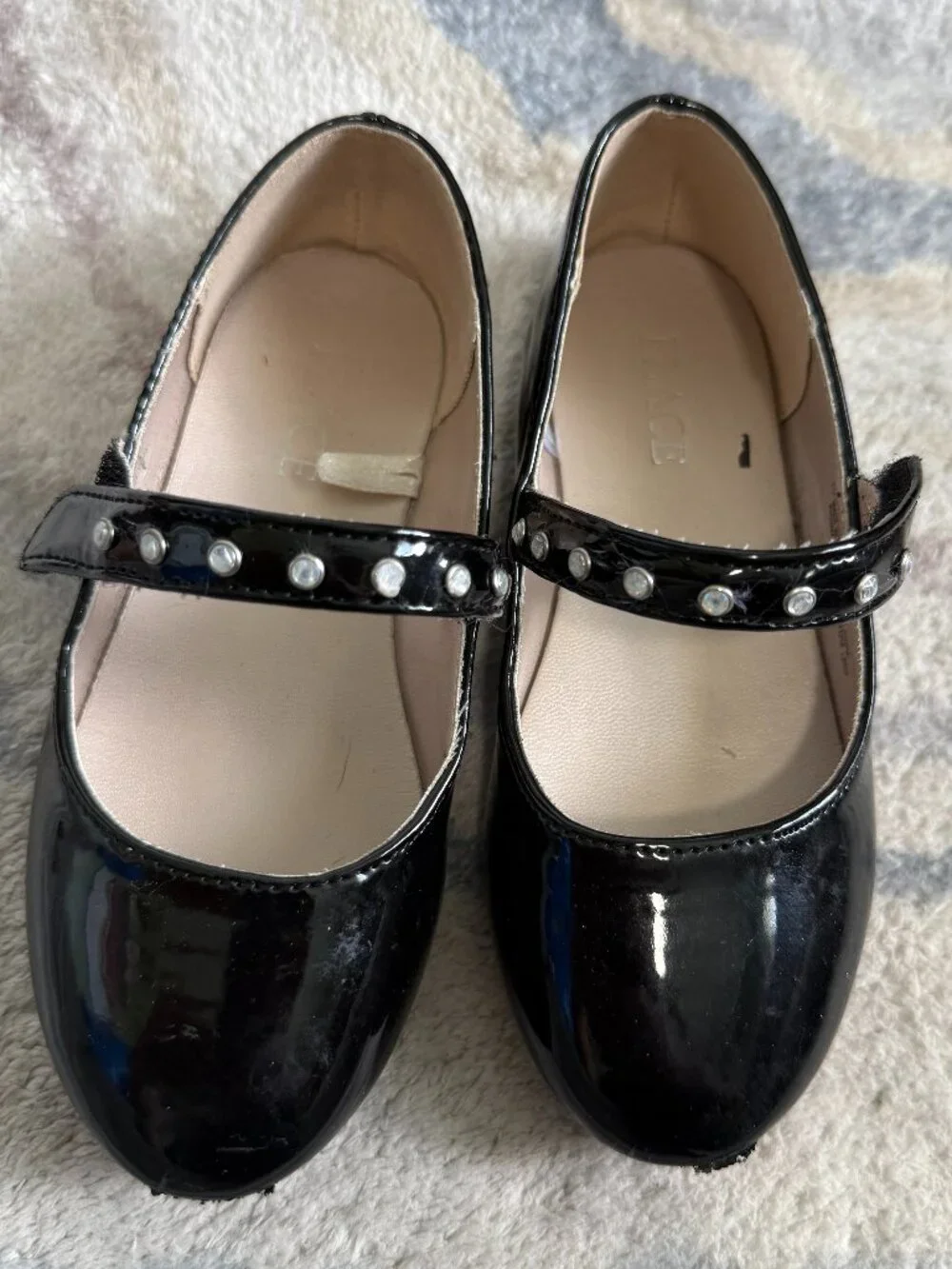Children’s Place Toddler Girl Size 10 Jeweled Faux Patent Leather Ballet Flats